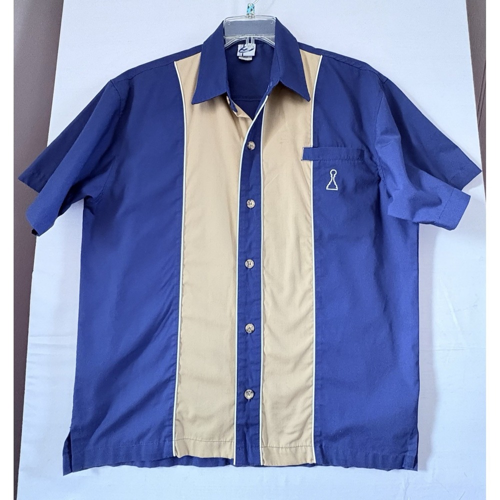 AWA by Bauer Clothing Classy Embroidered Men Vintage Bowling Shirt Skater Medium